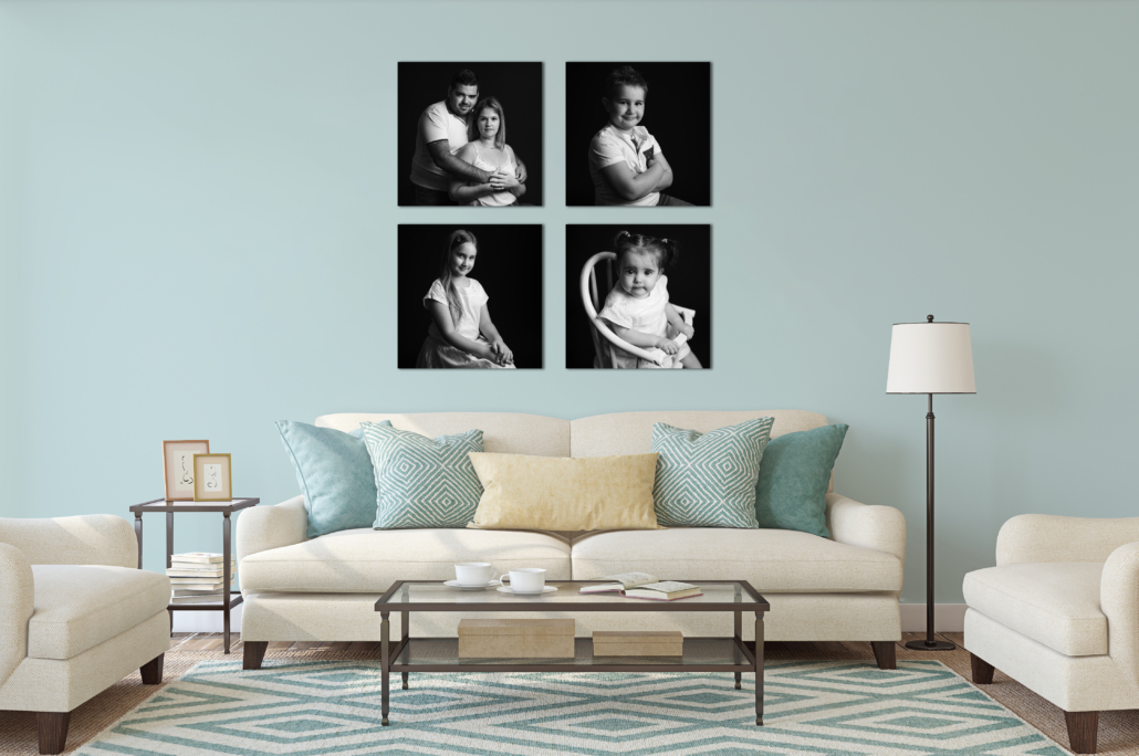 White isolated posters with black frame mockup
